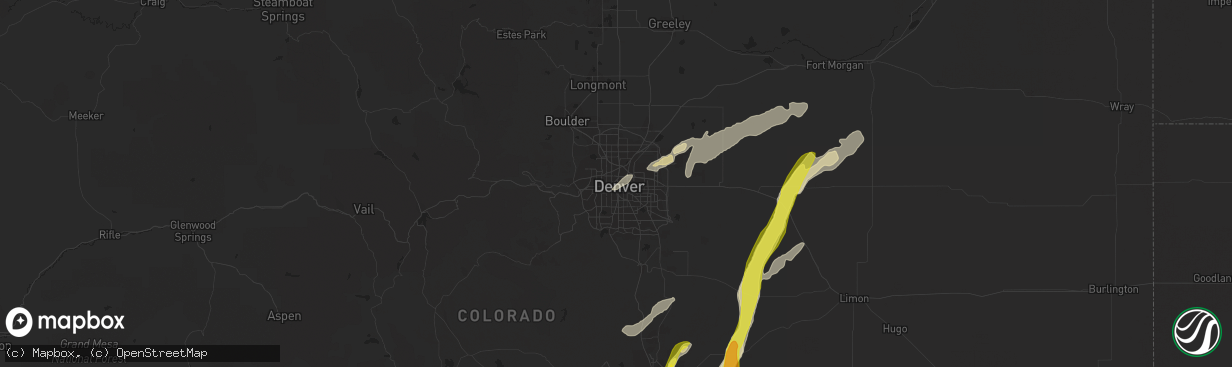 Hail map in Denver, CO on June 13, 2016