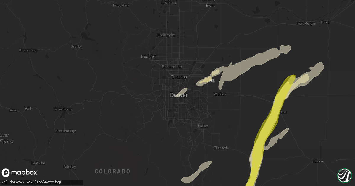Hail map in Denver, CO on June 13, 2016