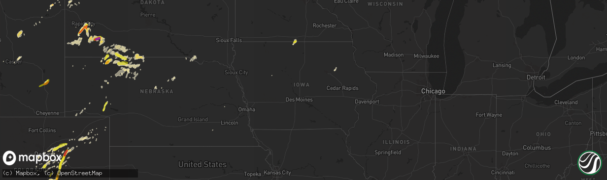 Hail map in Iowa on June 13, 2016