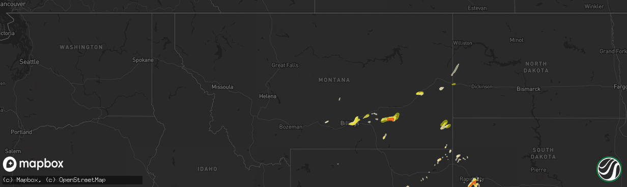 Hail map in Montana on June 13, 2016