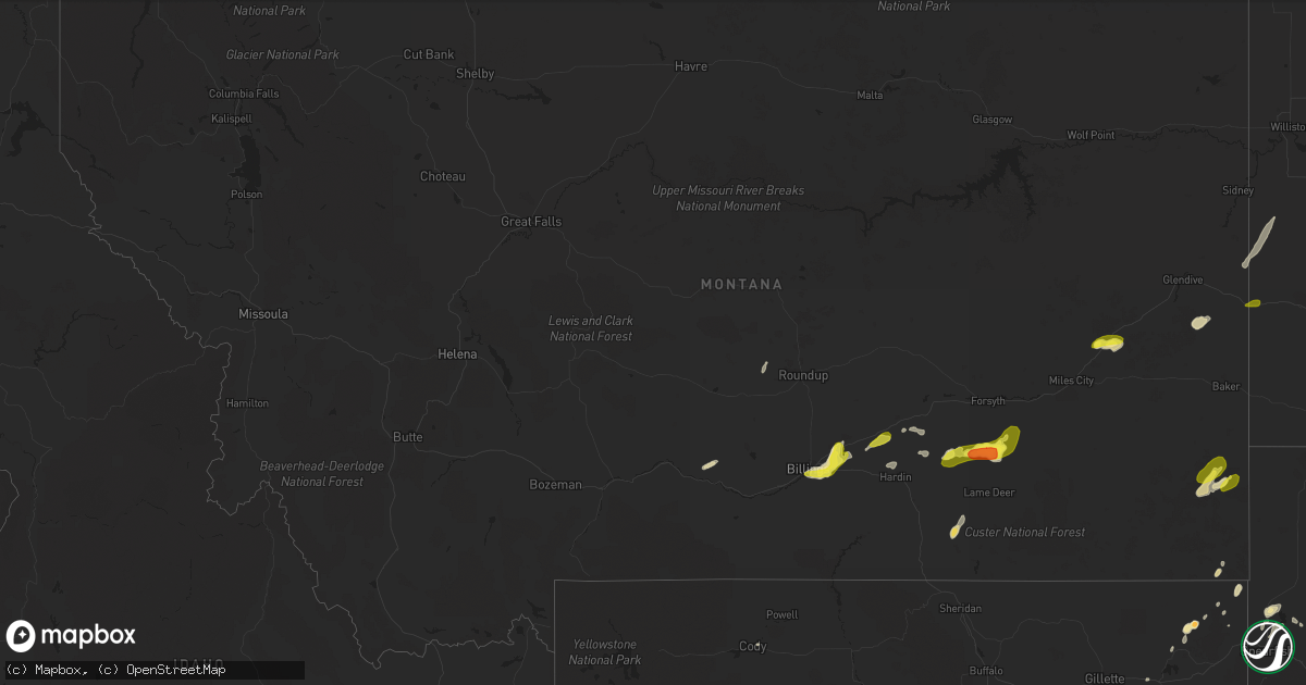 Hail map in Montana on June 13, 2016