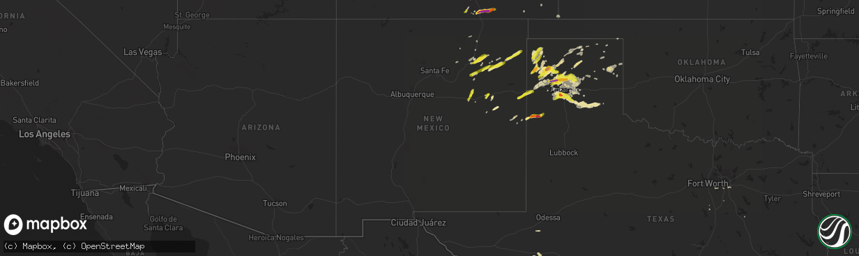 Hail map in New Mexico on June 13, 2016