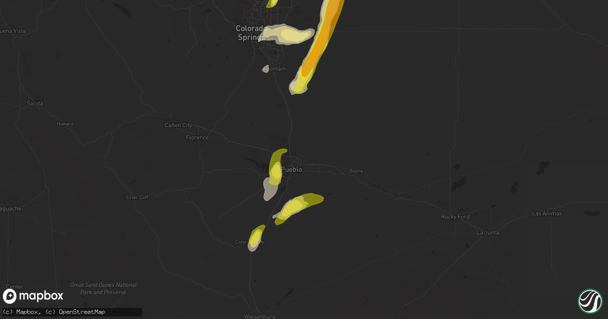 Hail map in Pueblo, CO on June 13, 2016