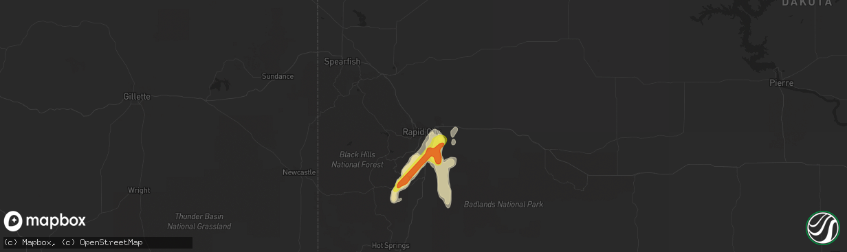 Hail map in Rapid City, SD on June 13, 2016