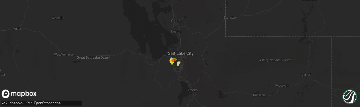 Hail map in Salt Lake City, UT on June 13, 2016