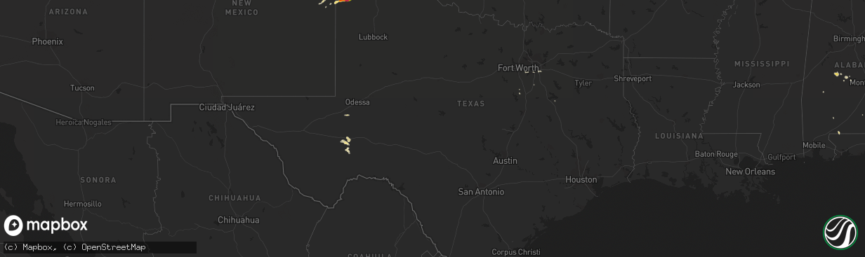 Hail map in Texas on June 13, 2016