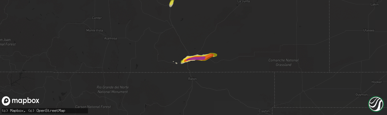 Hail map in Trinidad, CO on June 13, 2016