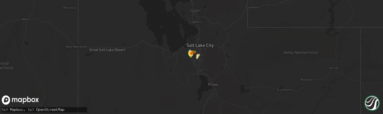 Hail map in West Jordan, UT on June 13, 2016