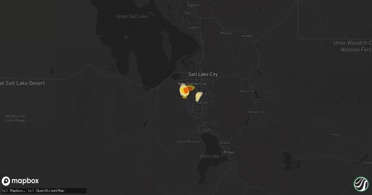 Hail map in West Jordan, UT on June 13, 2016