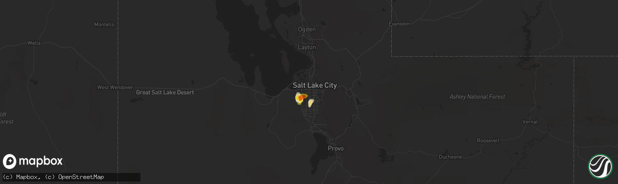 Hail map in West Valley City, UT on June 13, 2016