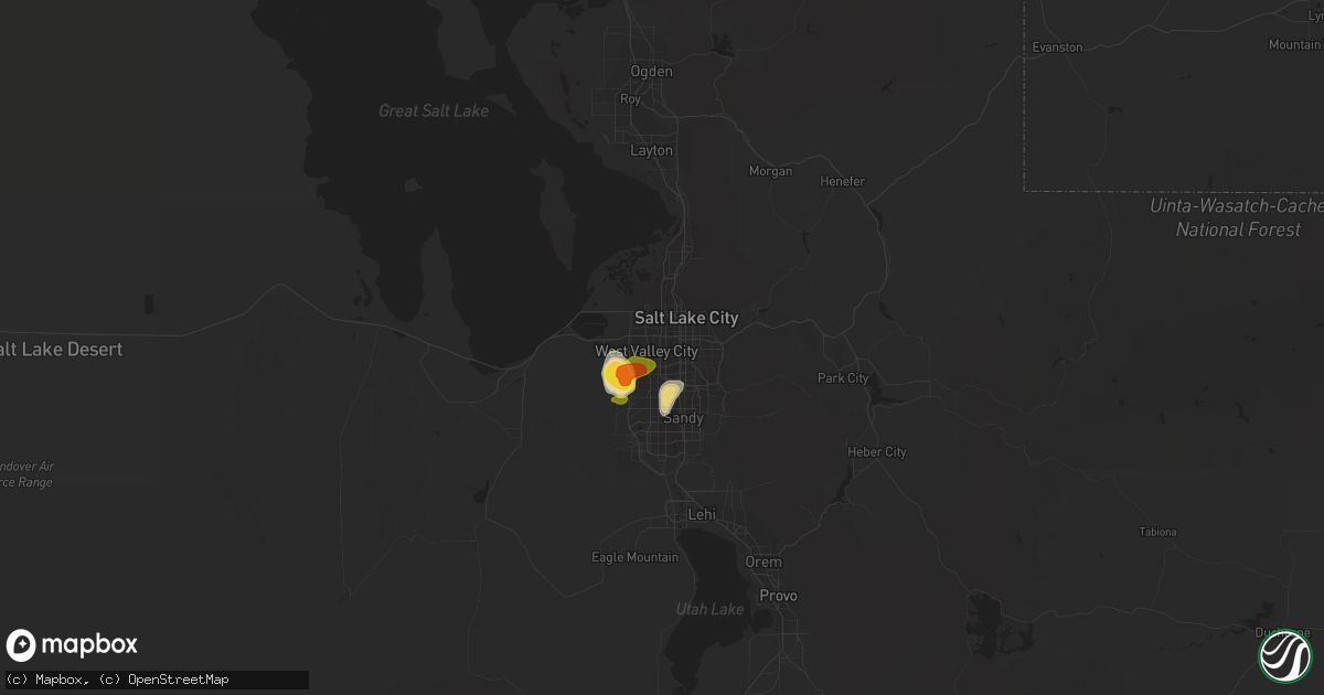Hail map in West Valley City, UT on June 13, 2016