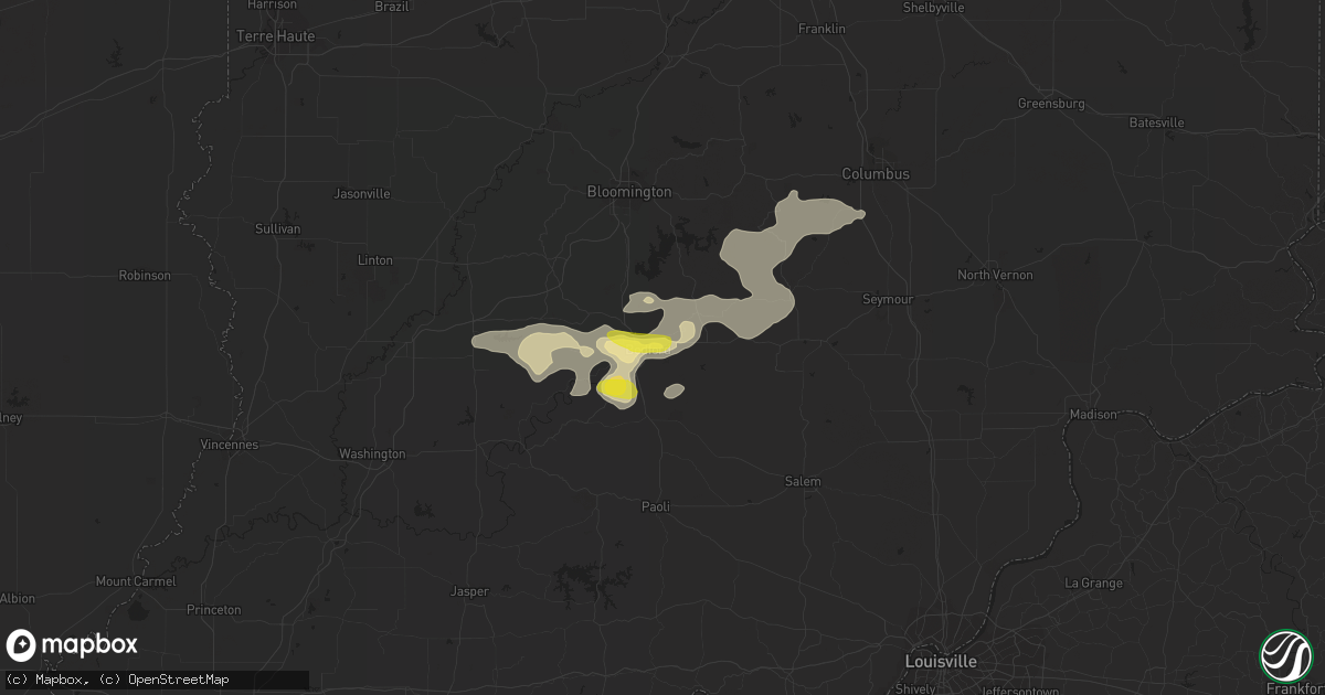 Hail map in Bedford, IN on June 13, 2017