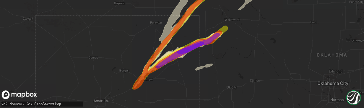 Hail map in Canadian, TX on June 13, 2017