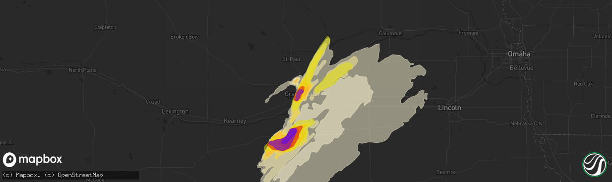 Hail map in Grand Island, NE on June 13, 2017