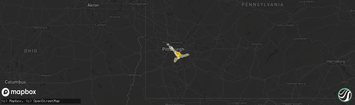 Hail map in Homestead, PA on June 13, 2017