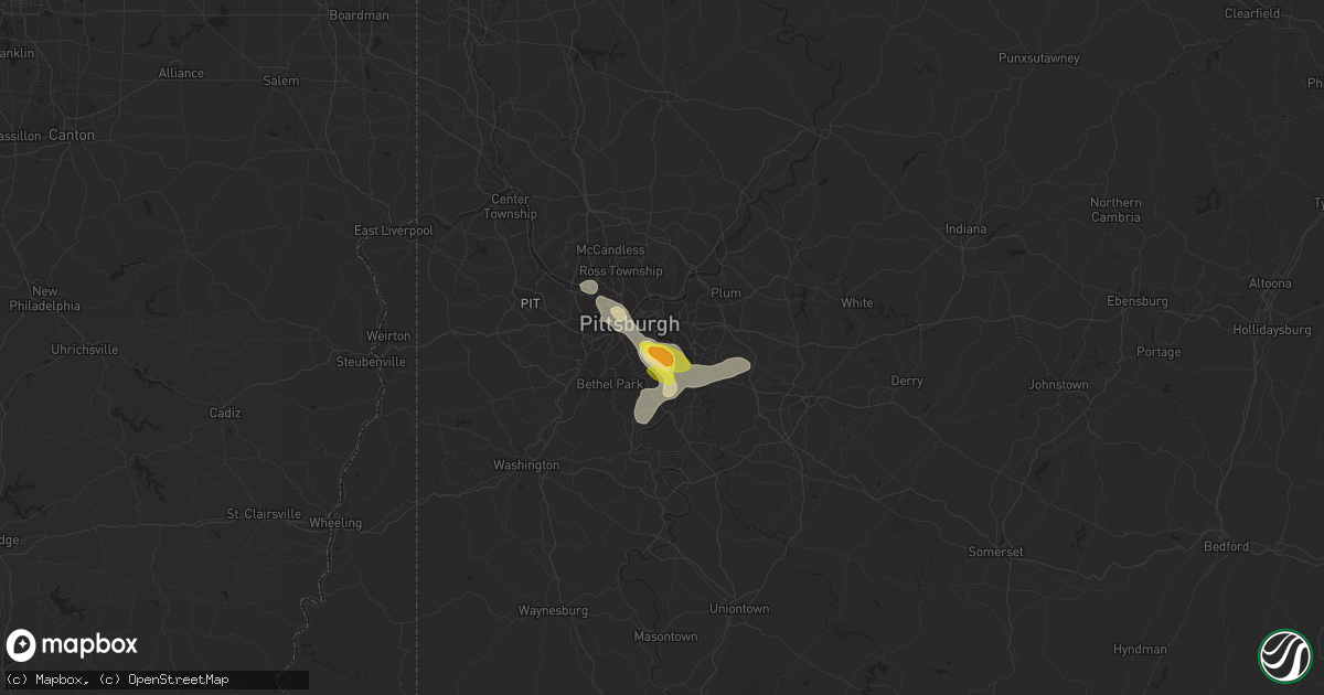 Hail map in Homestead, PA on June 13, 2017