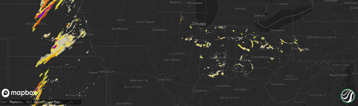 Hail map in Illinois on June 13, 2017