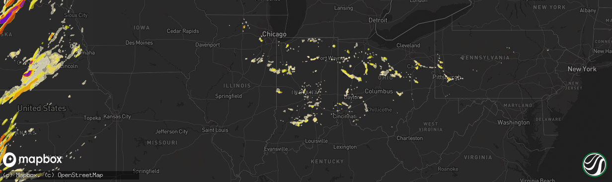 Hail map in Indiana on June 13, 2017