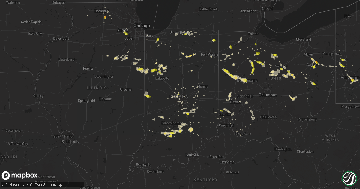 Hail map in Indiana on June 13, 2017