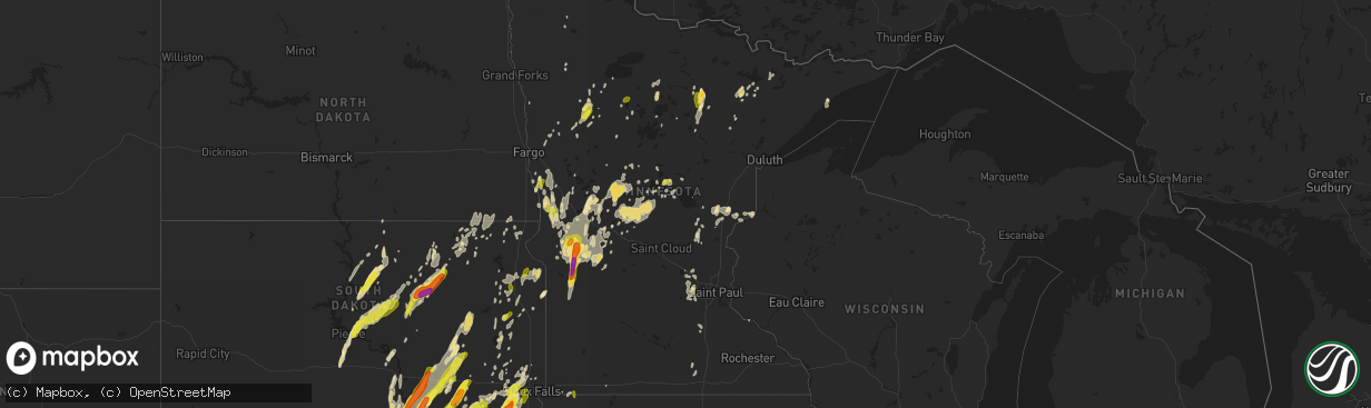 Hail map in Minnesota on June 13, 2017