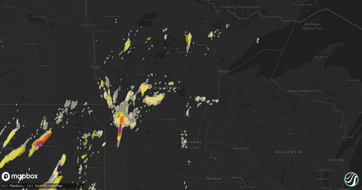 Hail map in Minnesota on June 13, 2017