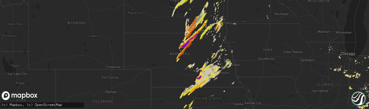 Hail map in Nebraska on June 13, 2017