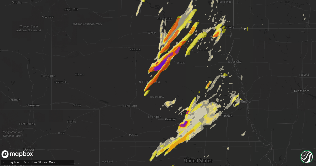 Hail map in Nebraska on June 13, 2017