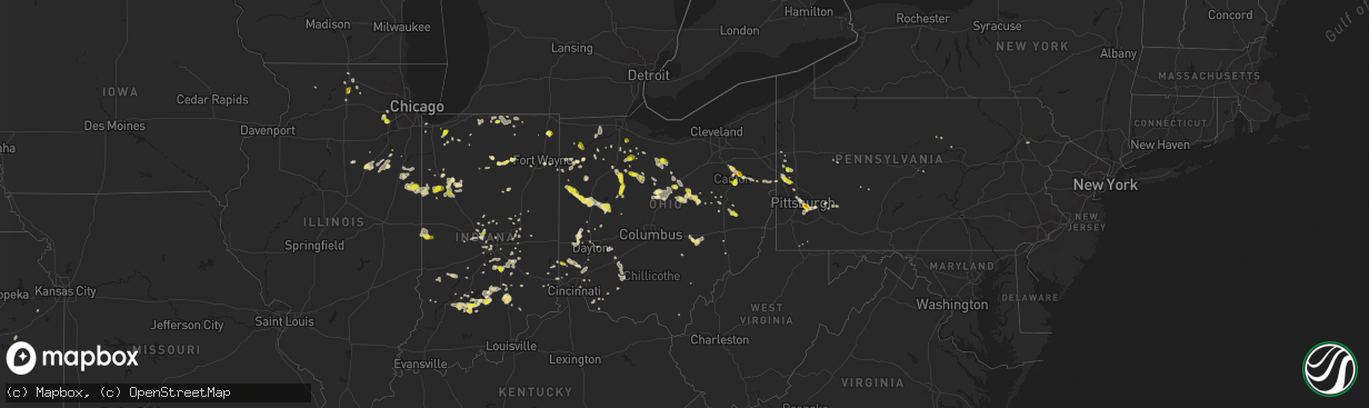 Hail map in Ohio on June 13, 2017