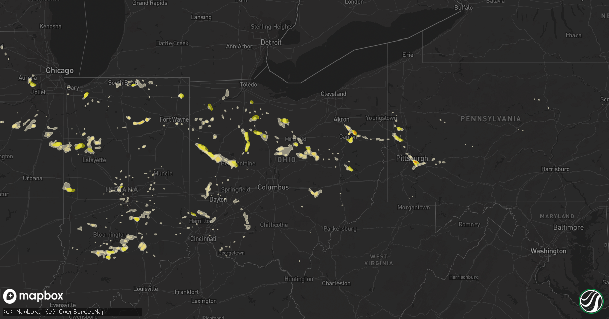 Hail map in Ohio on June 13, 2017