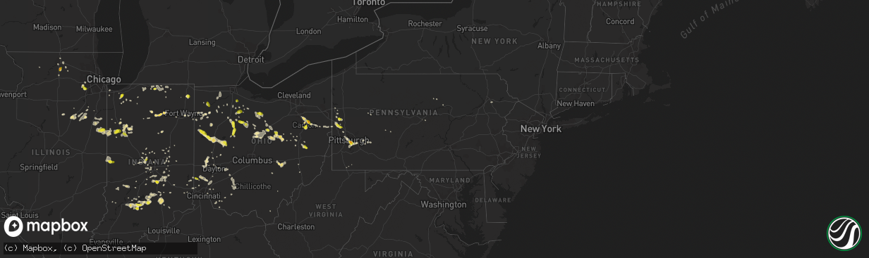 Hail map in Pennsylvania on June 13, 2017