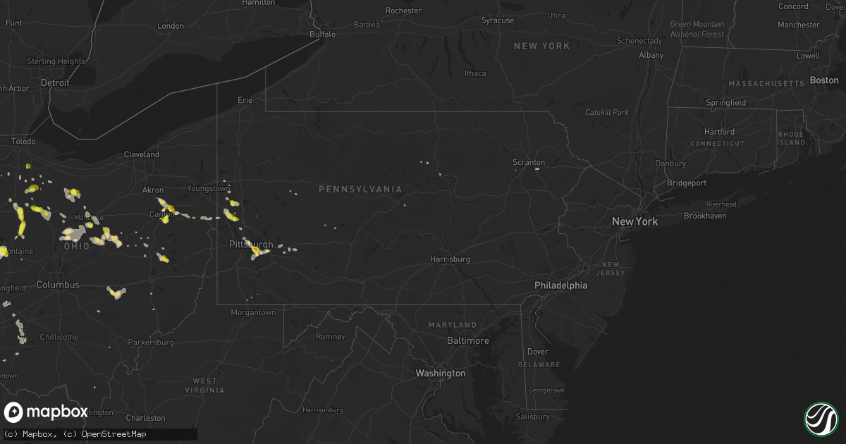Hail map in Pennsylvania on June 13, 2017