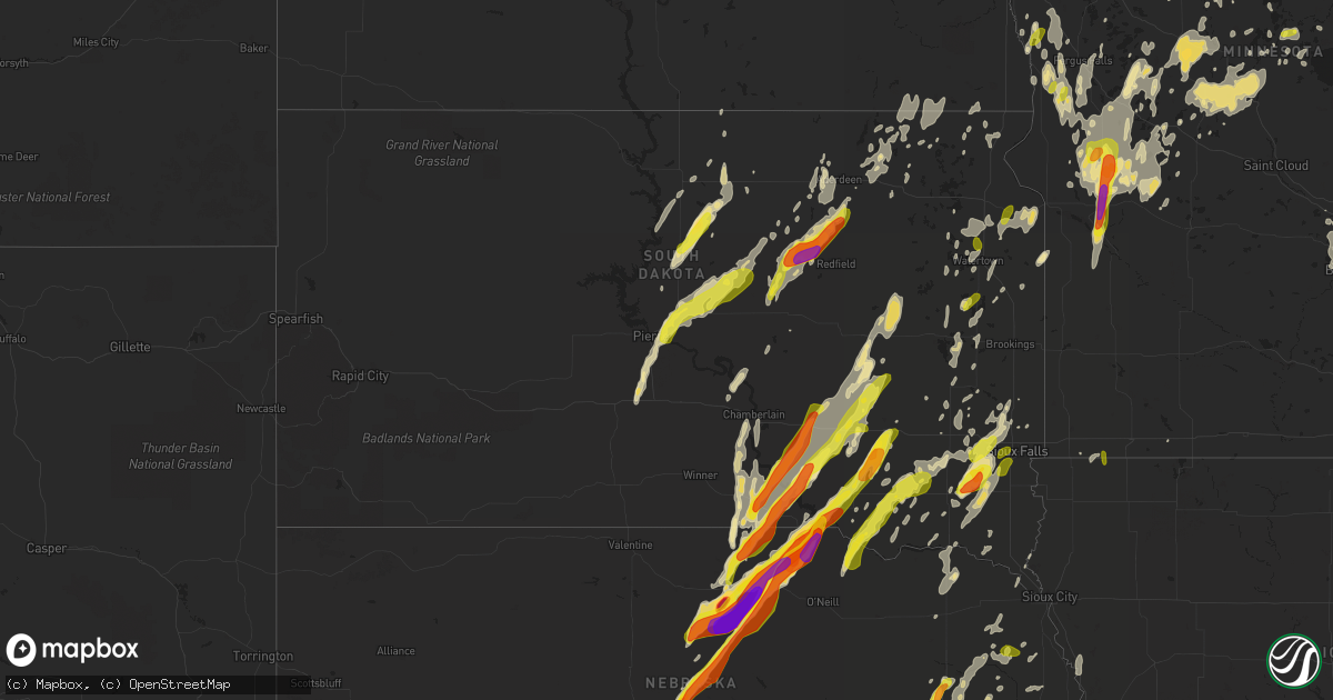 Hail map in South Dakota on June 13, 2017
