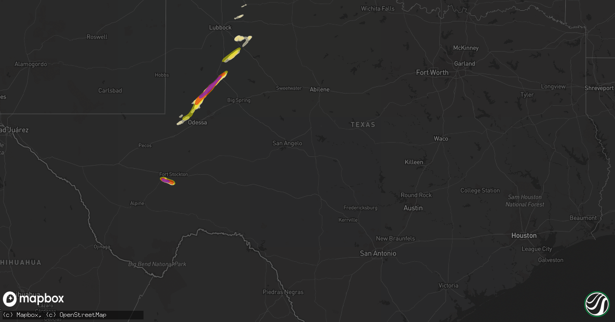 Hail map in Texas on June 13, 2017