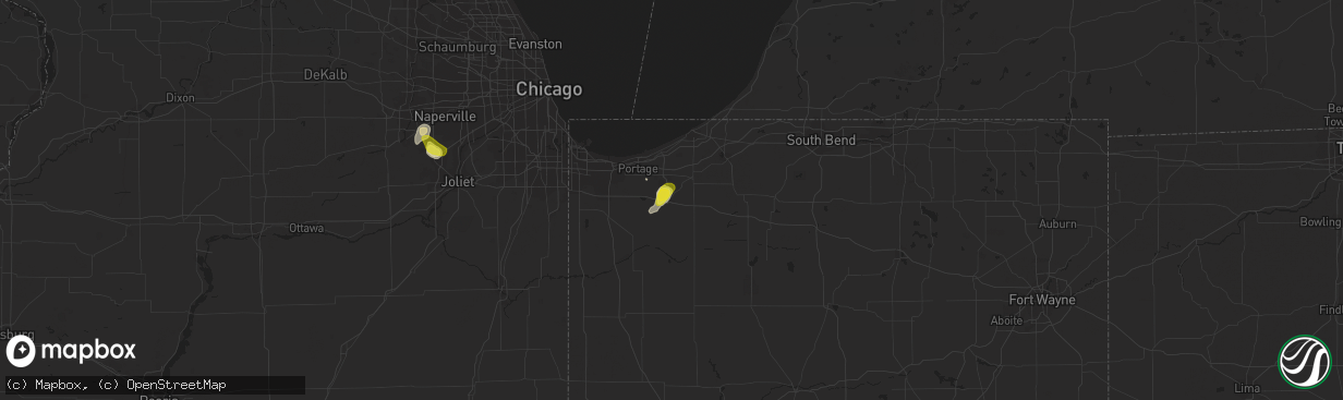 Hail map in Valparaiso, IN on June 13, 2017