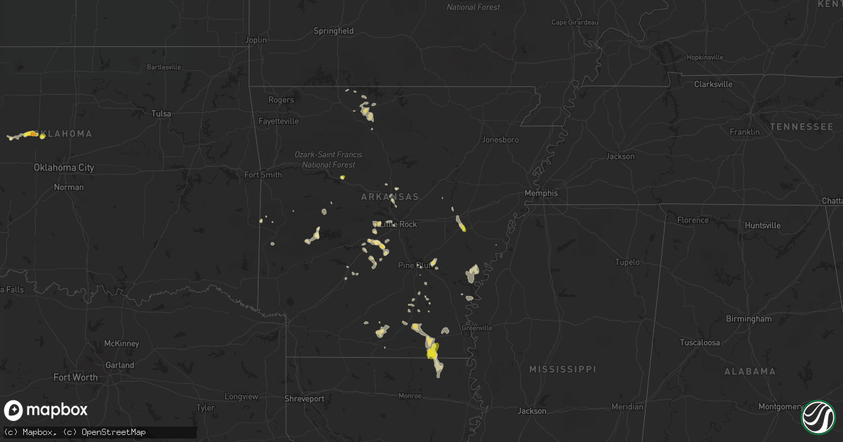 Hail map in Arkansas on June 13, 2018