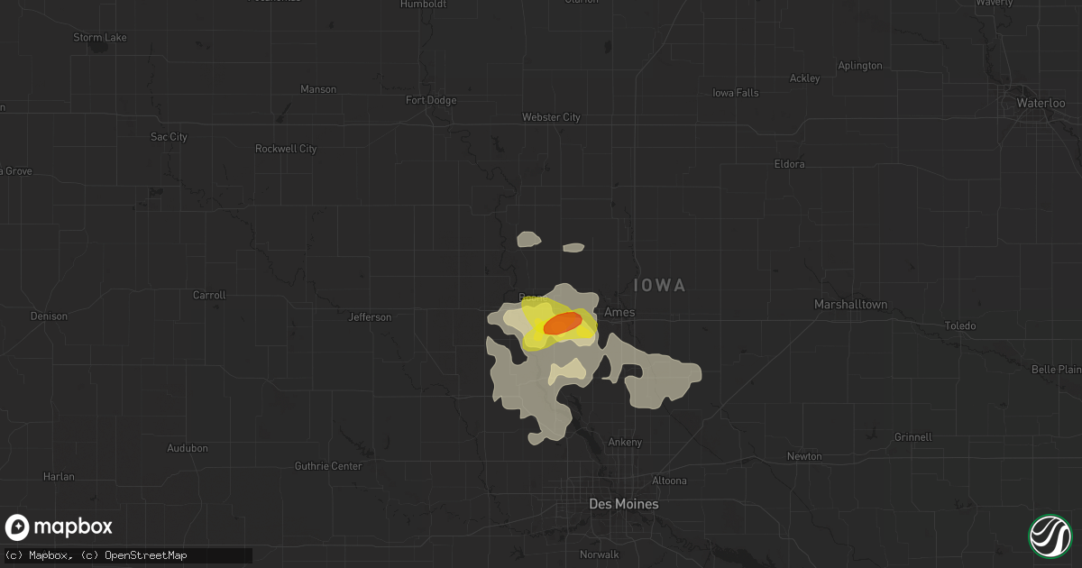 Hail map in Boone, IA on June 13, 2018