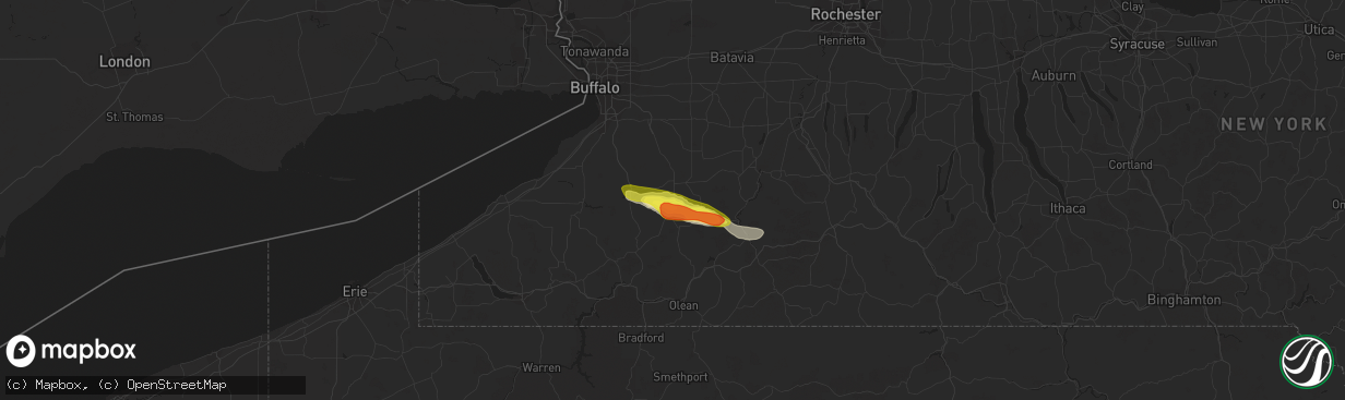 Hail map in Delevan, NY on June 13, 2018