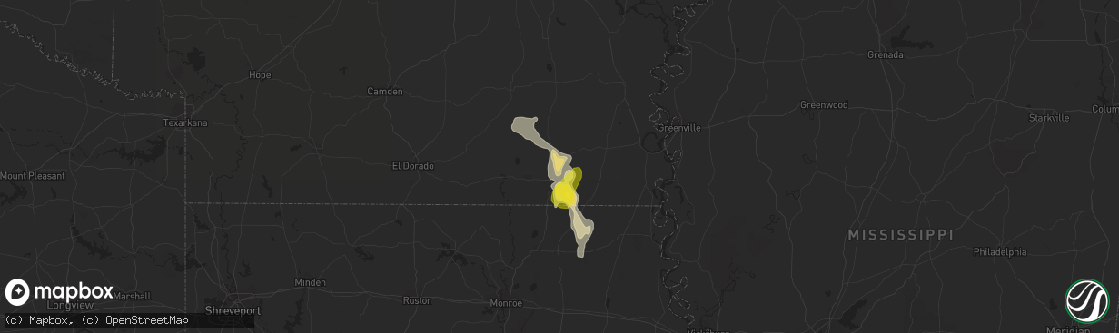 Hail map in Hamburg, AR on June 13, 2018