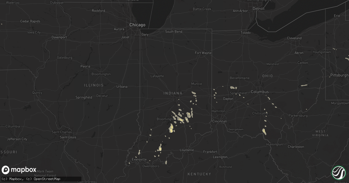 Hail map in Indiana on June 13, 2018