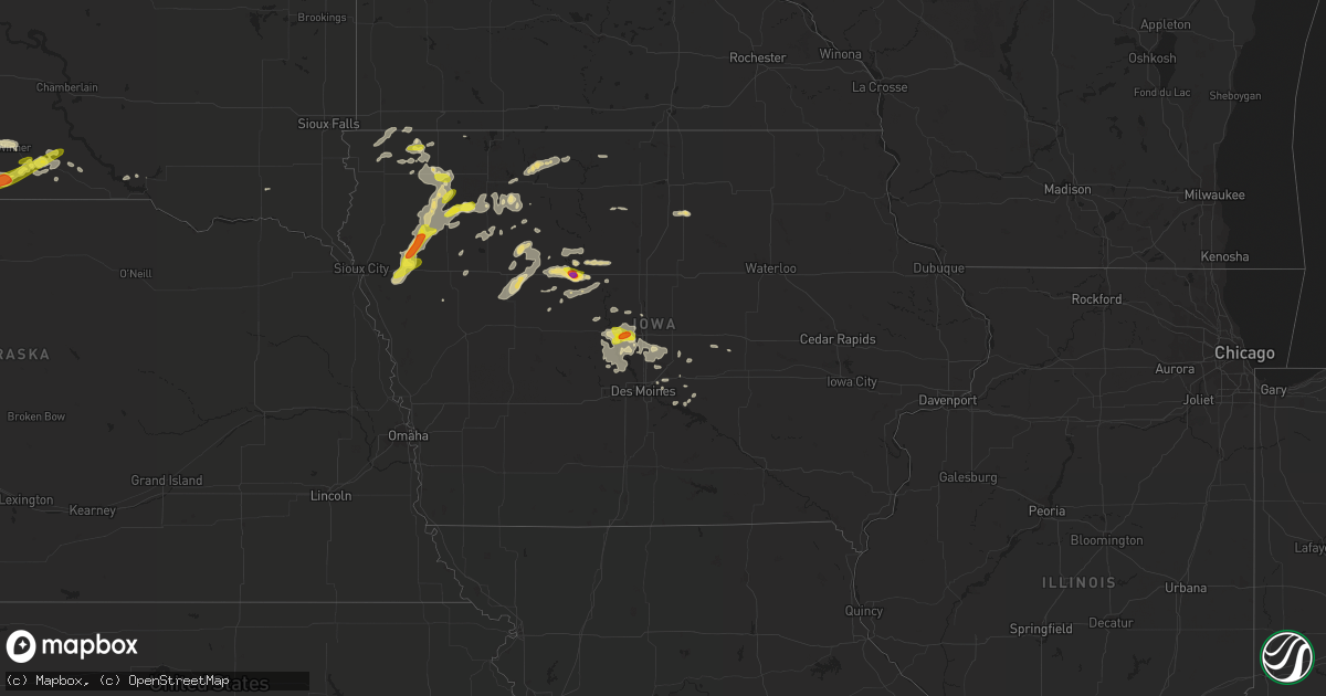 Hail map in Iowa on June 13, 2018