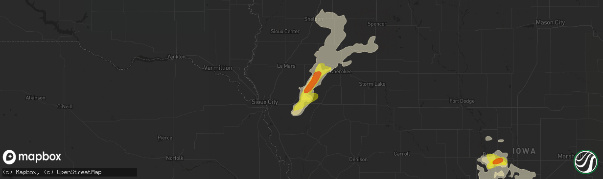 Hail map in Kingsley, IA on June 13, 2018