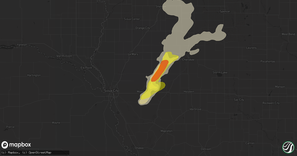 Hail map in Kingsley, IA on June 13, 2018