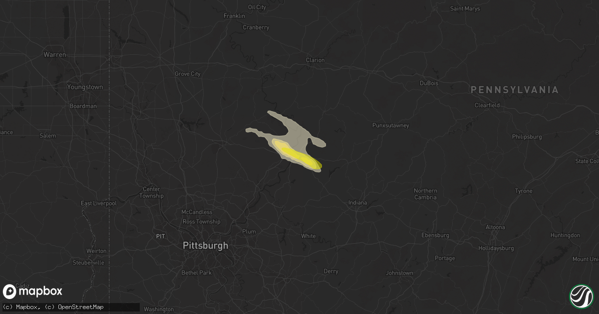 Hail map in Kittanning, PA on June 13, 2018