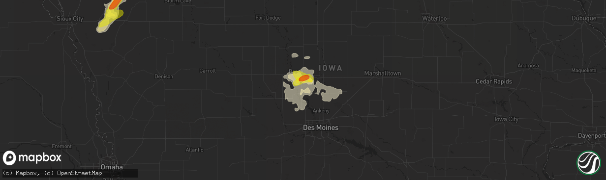 Hail map in Madrid, IA on June 13, 2018