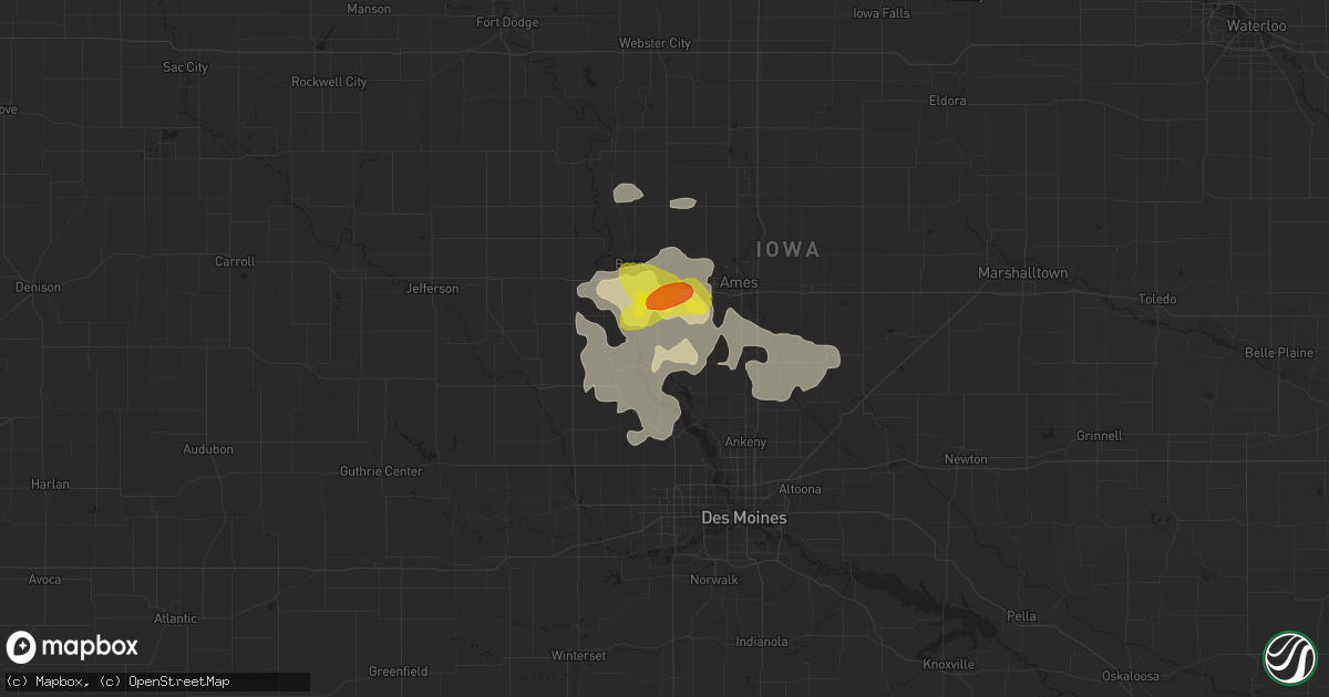 Hail map in Madrid, IA on June 13, 2018