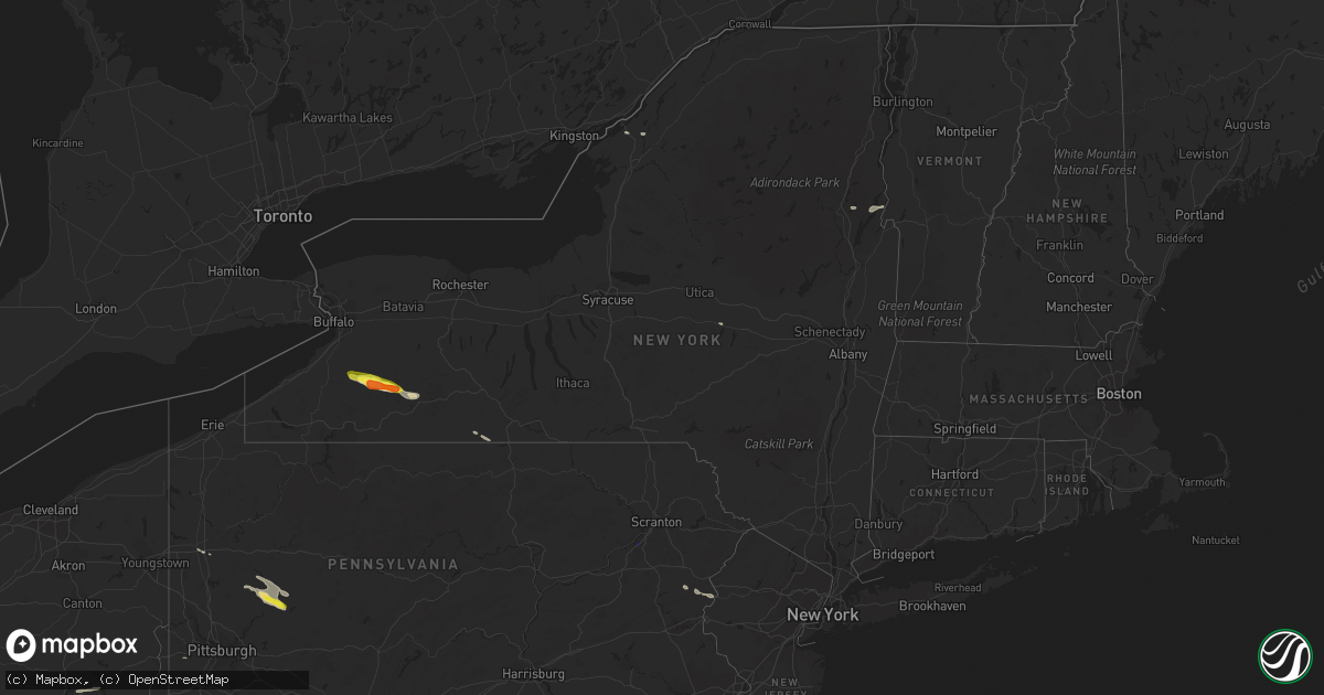 Hail map in New York on June 13, 2018