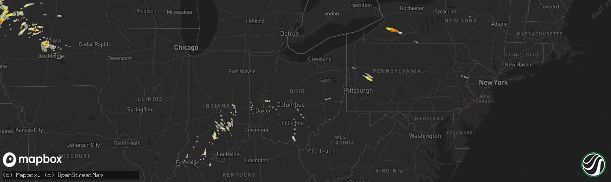 Hail map in Ohio on June 13, 2018