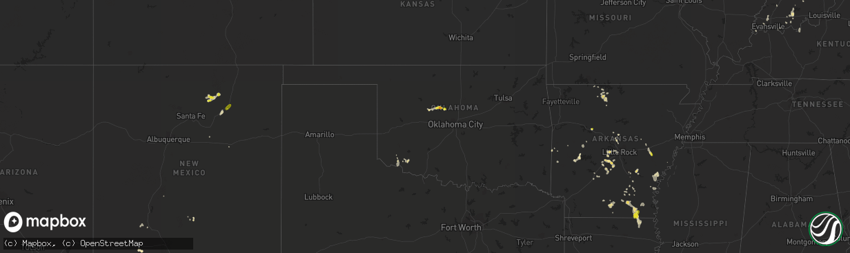 Hail map in Oklahoma on June 13, 2018