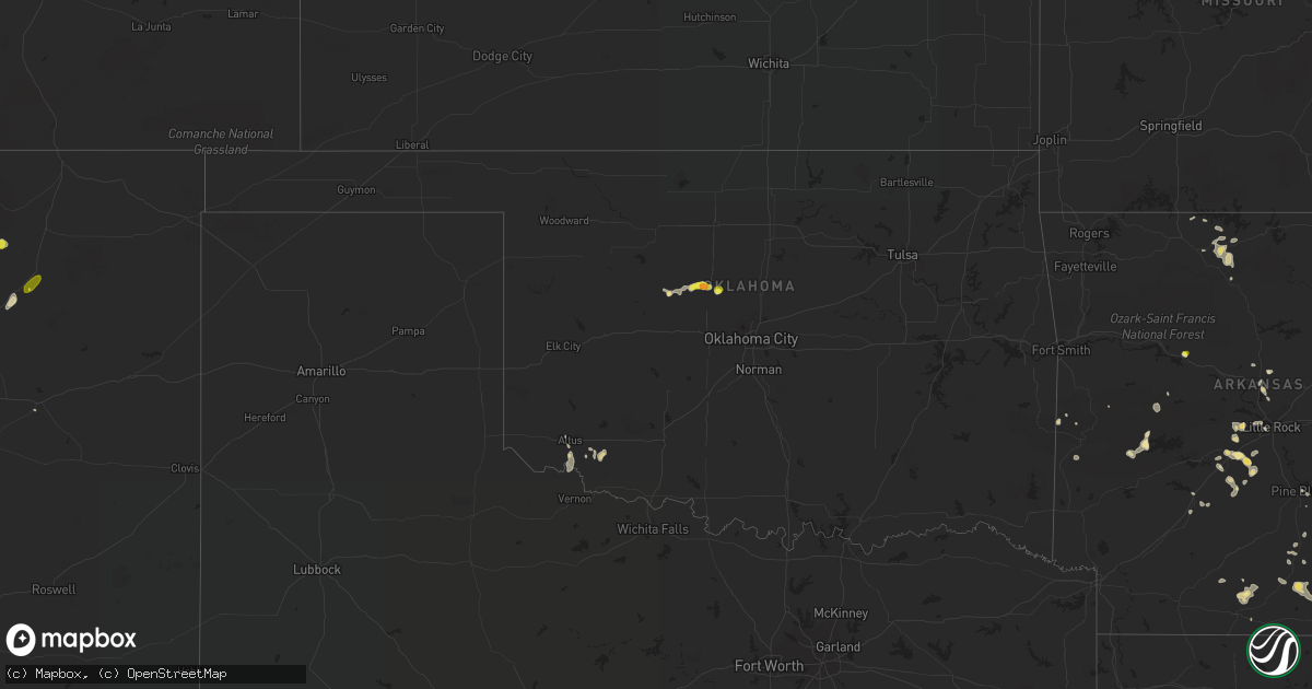 Hail map in Oklahoma on June 13, 2018