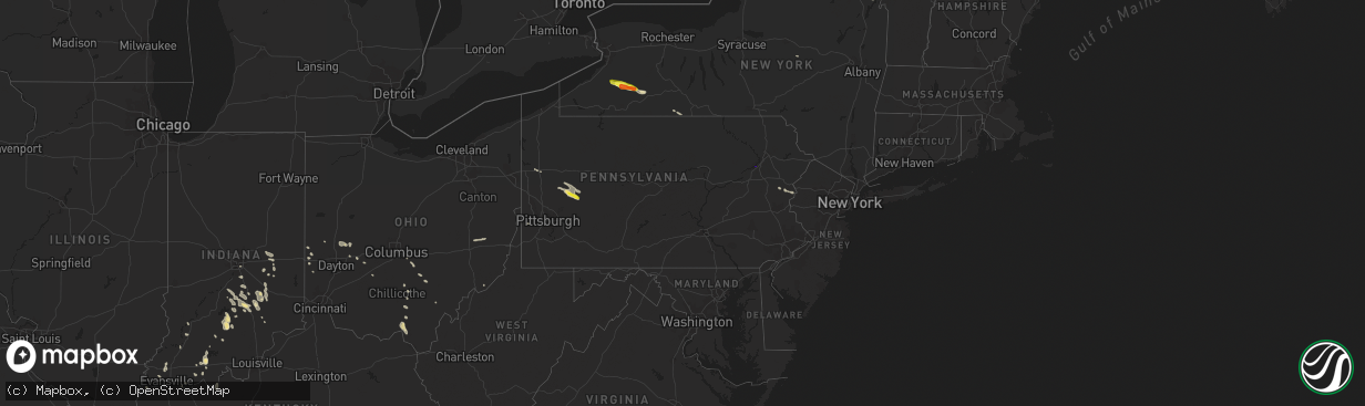 Hail map in Pennsylvania on June 13, 2018